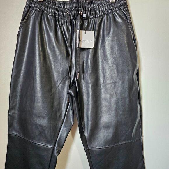 NWT LAUNDRY BY SHELLI SEGAL BLACK FAUX LEATHER TAPERED PANTS SZ M - Picture 4 of 16